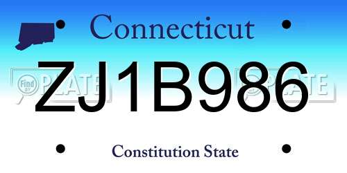 ZJ1B986 Connecticut License Plate