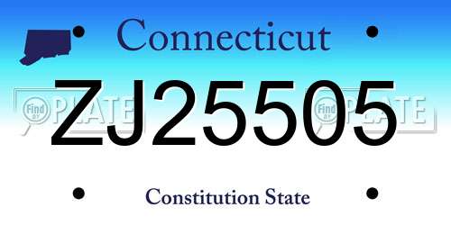 ZJ25505 Connecticut License Plate