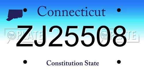 ZJ25508 Connecticut License Plate
