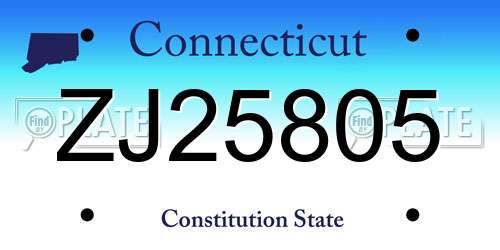 ZJ25805 Connecticut License Plate