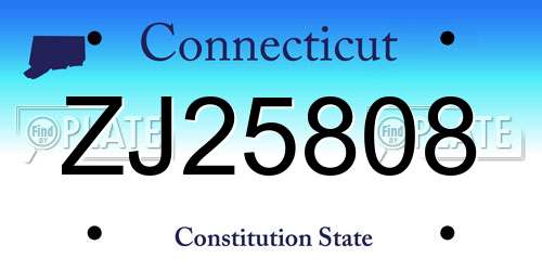 ZJ25808 Connecticut License Plate