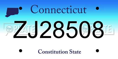 ZJ28508 Connecticut License Plate