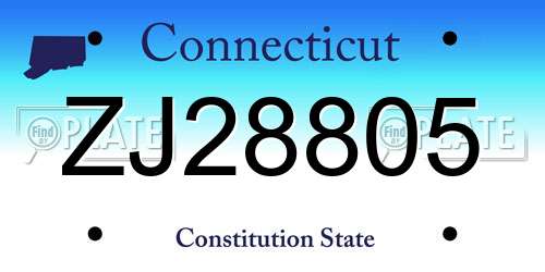 ZJ28805 Connecticut License Plate