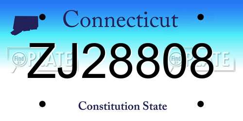 ZJ28808 Connecticut License Plate