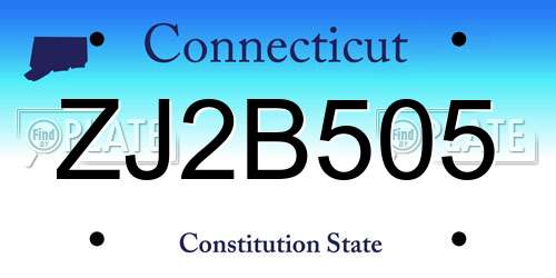 ZJ2B505 Connecticut License Plate