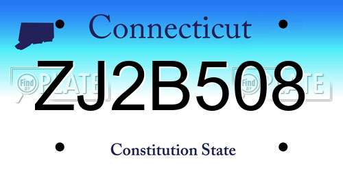 ZJ2B508 Connecticut License Plate