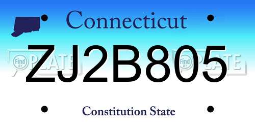 ZJ2B805 Connecticut License Plate