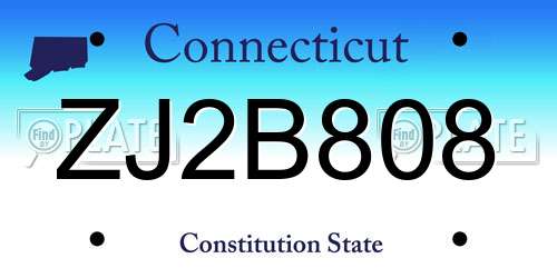 ZJ2B808 Connecticut License Plate