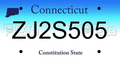 ZJ2S505 Connecticut License Plate