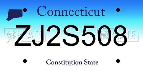 ZJ2S508 Connecticut License Plate