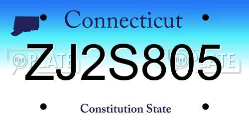 ZJ2S805 Connecticut License Plate