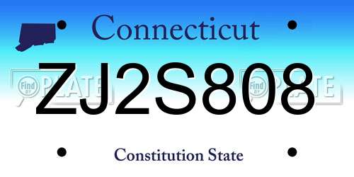 ZJ2S808 Connecticut License Plate