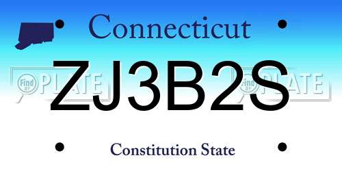 ZJ3B2S Connecticut License Plate