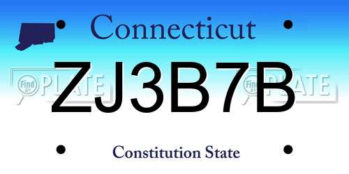 ZJ3B7B Connecticut License Plate