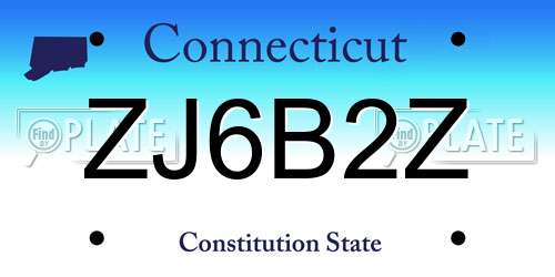 ZJ6B2Z Connecticut License Plate