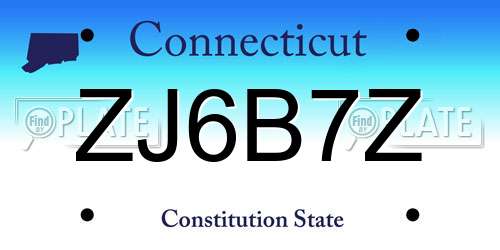 ZJ6B7Z Connecticut License Plate