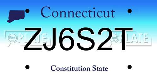 ZJ6S2T Connecticut License Plate