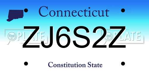 ZJ6S2Z Connecticut License Plate
