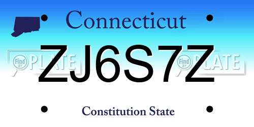ZJ6S7Z Connecticut License Plate