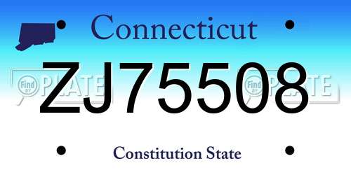 ZJ75508 Connecticut License Plate
