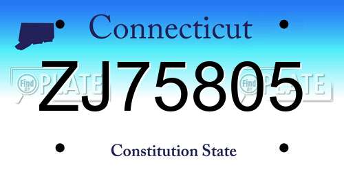 ZJ75805 Connecticut License Plate