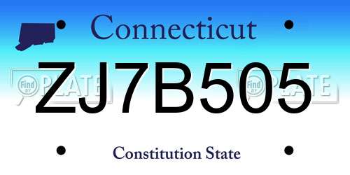 ZJ7B505 Connecticut License Plate