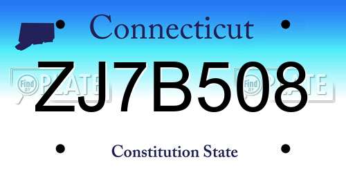 ZJ7B508 Connecticut License Plate