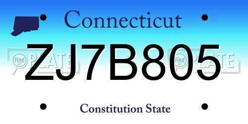 ZJ7B805 Connecticut License Plate