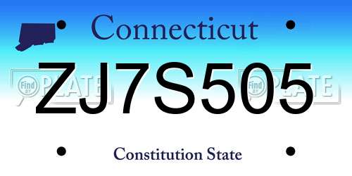 ZJ7S505 Connecticut License Plate