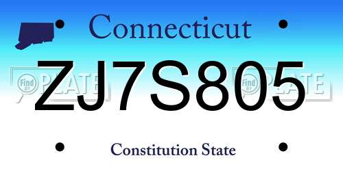 ZJ7S805 Connecticut License Plate
