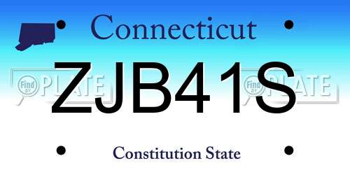 ZJB41S Connecticut License Plate