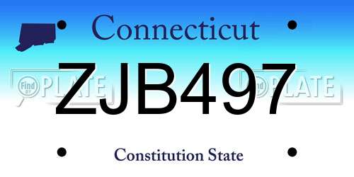 ZJB497 Connecticut License Plate