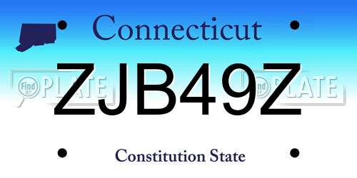 ZJB49Z Connecticut License Plate