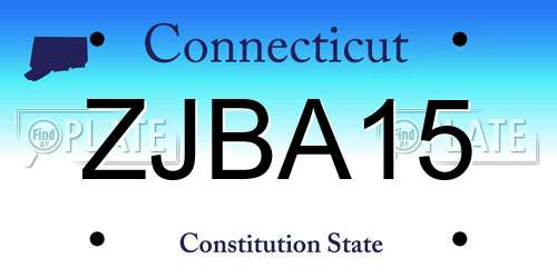 ZJBA15 Connecticut License Plate