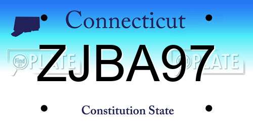 ZJBA97 Connecticut License Plate