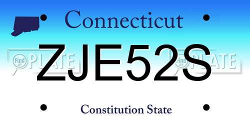 ZJE52S Connecticut License Plate
