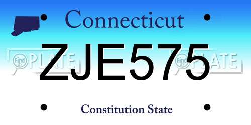ZJE575 Connecticut License Plate