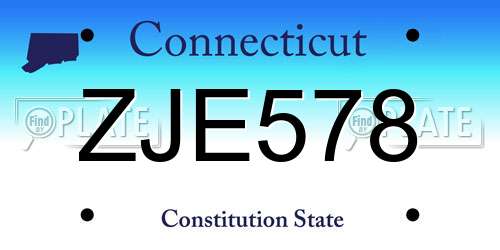 ZJE578 Connecticut License Plate