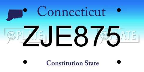 ZJE875 Connecticut License Plate