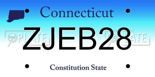 ZJEB28 Connecticut License Plate