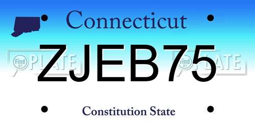 ZJEB75 Connecticut License Plate