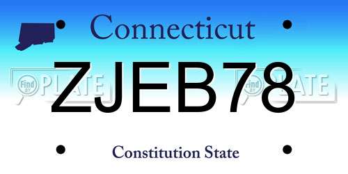 ZJEB78 Connecticut License Plate