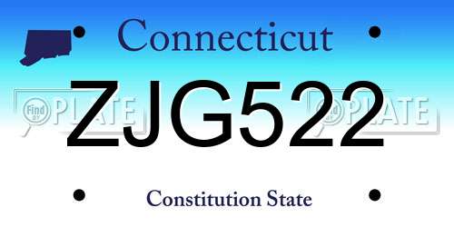 ZJG522 Connecticut License Plate