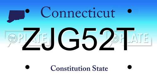 ZJG52T Connecticut License Plate