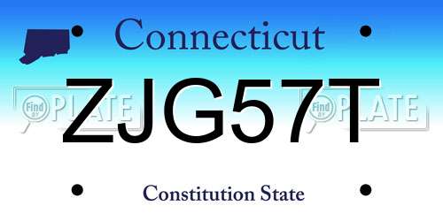ZJG57T Connecticut License Plate