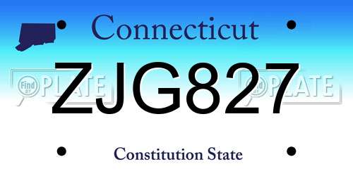 ZJG827 Connecticut License Plate
