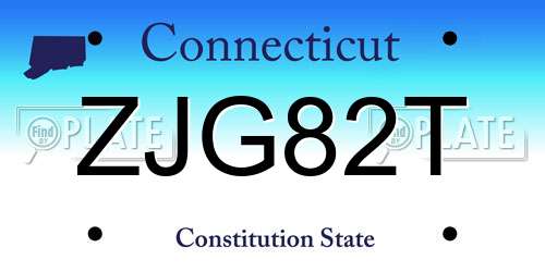 ZJG82T Connecticut License Plate