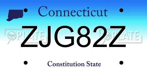 ZJG82Z Connecticut License Plate
