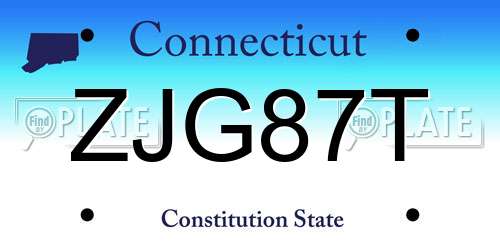 ZJG87T Connecticut License Plate