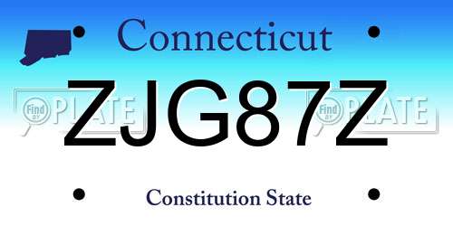 ZJG87Z Connecticut License Plate